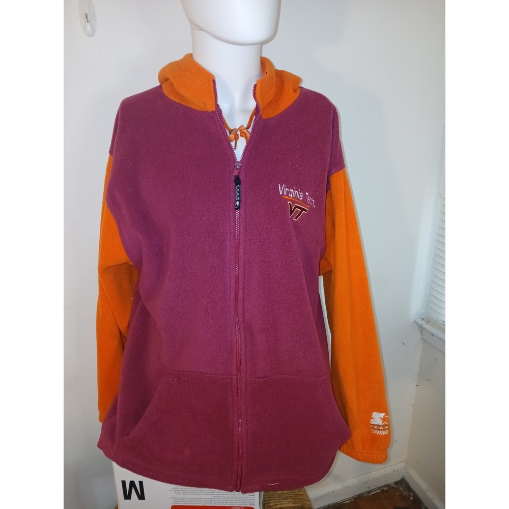 Starter Team Men's Virginia Tech Fleece Jacket Size Large VTG Y2K 2000s Full Zip